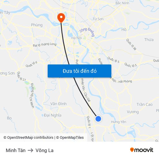 Minh Tân to Võng La map