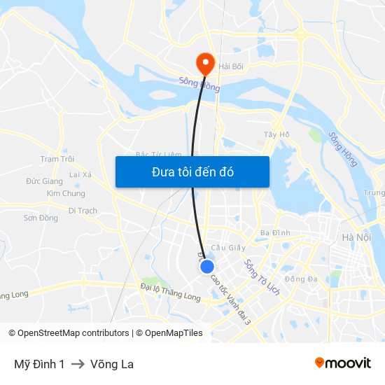 Mỹ Đình 1 to Võng La map