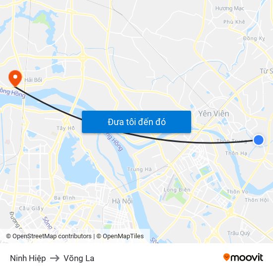 Ninh Hiệp to Võng La map