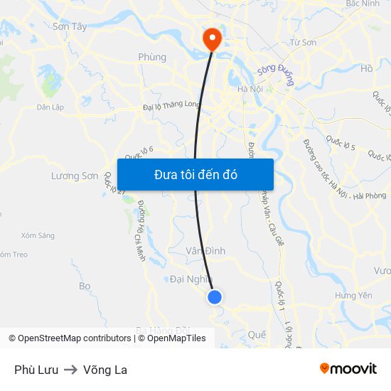 Phù Lưu to Võng La map