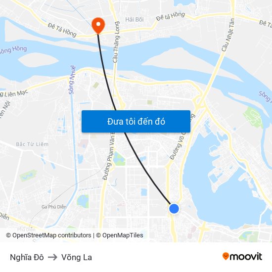 Nghĩa Đô to Võng La map