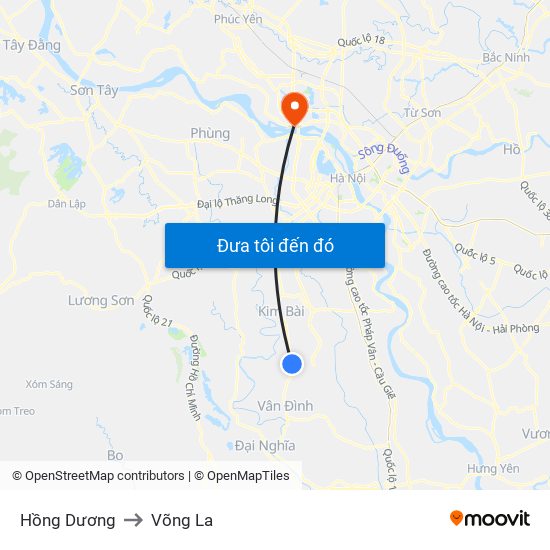 Hồng Dương to Võng La map