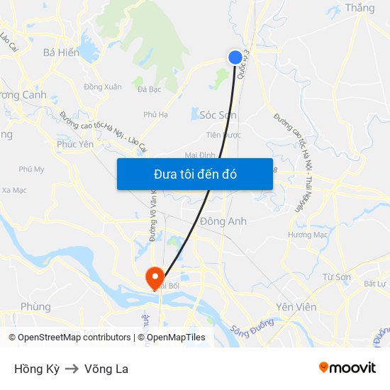 Hồng Kỳ to Võng La map