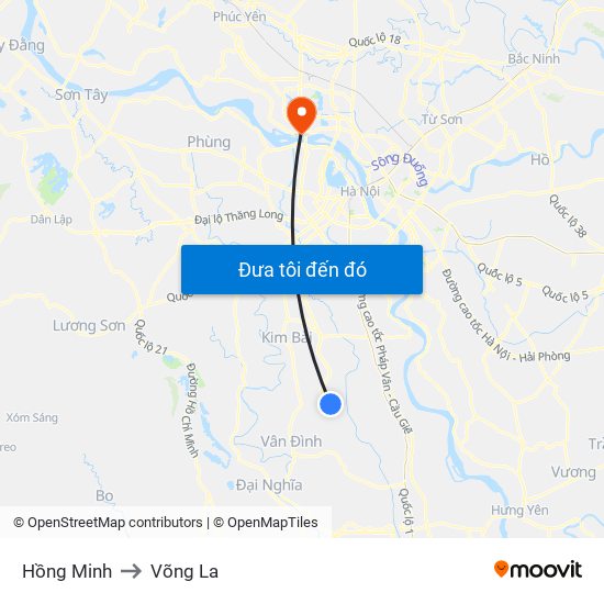 Hồng Minh to Võng La map