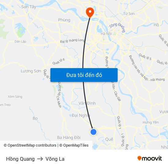 Hồng Quang to Võng La map