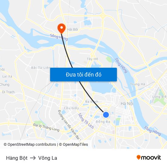 Hàng Bột to Võng La map