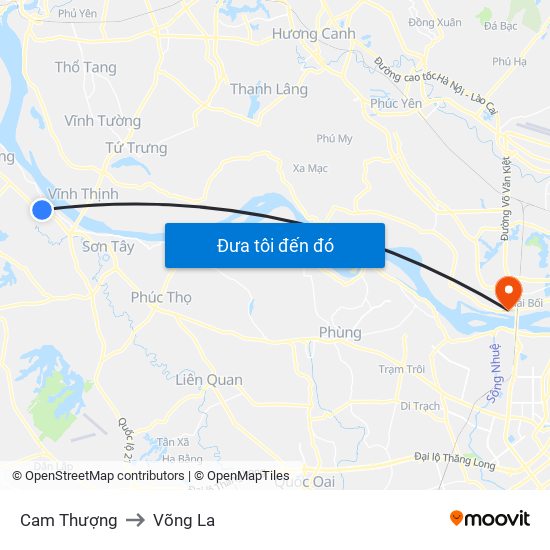 Cam Thượng to Võng La map