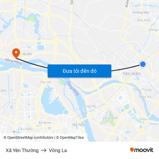 Xã Yên Thường to Võng La map