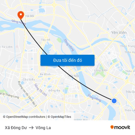 Xã Đông Dư to Võng La map