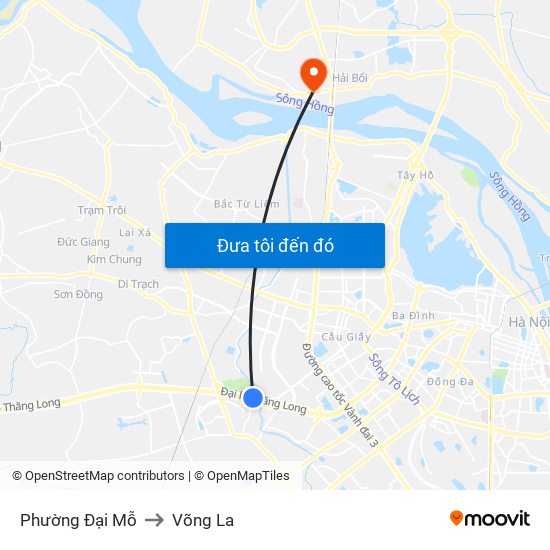 Phường Đại Mỗ to Võng La map