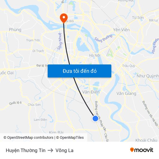 Huyện Thường Tín to Võng La map