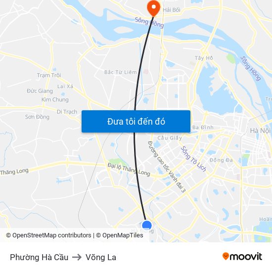 Phường Hà Cầu to Võng La map