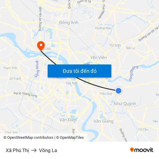 Xã Phú Thị to Võng La map