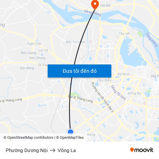 Phường Dương Nội to Võng La map