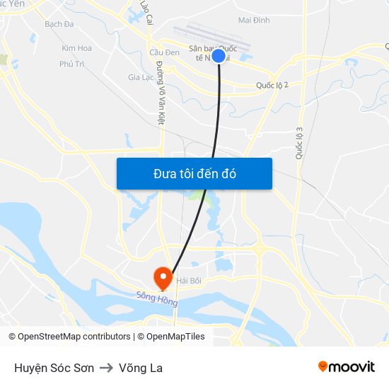 Huyện Sóc Sơn to Võng La map