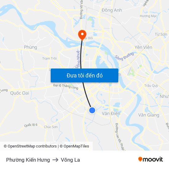 Phường Kiến Hưng to Võng La map