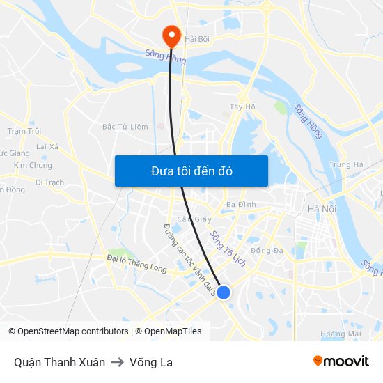 Quận Thanh Xuân to Võng La map
