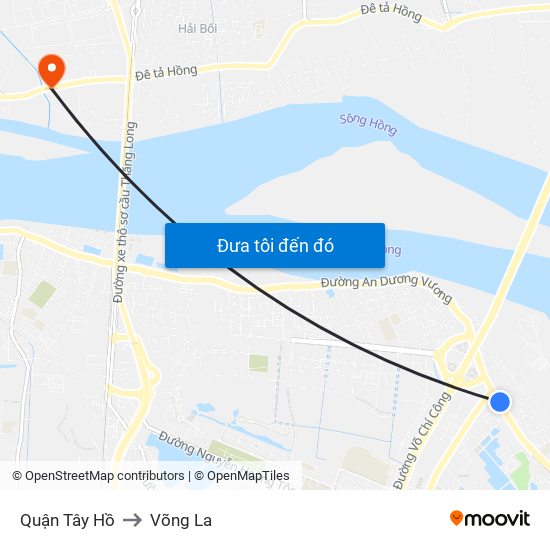 Quận Tây Hồ to Võng La map