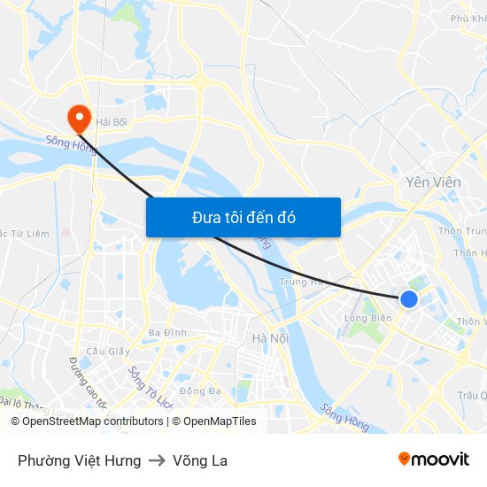 Phường Việt Hưng to Võng La map