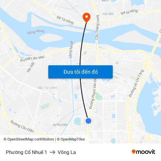 Phường Cổ Nhuế 1 to Võng La map