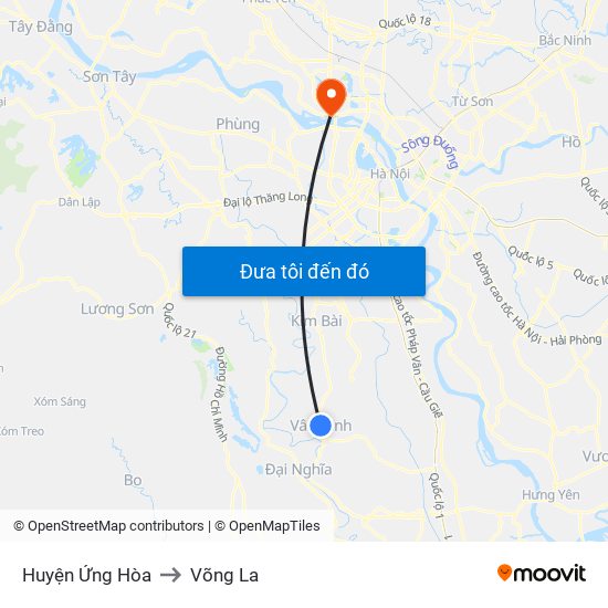 Huyện Ứng Hòa to Võng La map