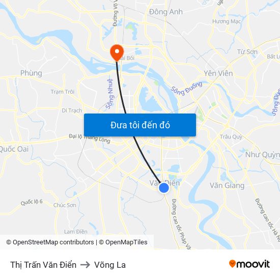 Thị Trấn Văn Điển to Võng La map