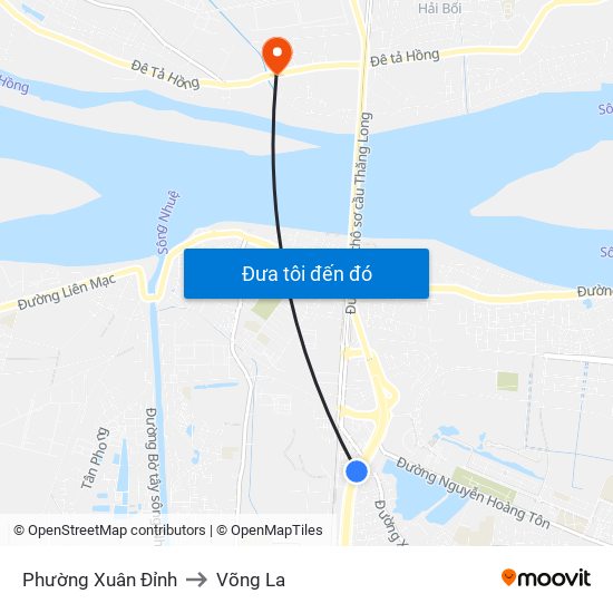 Phường Xuân Đỉnh to Võng La map
