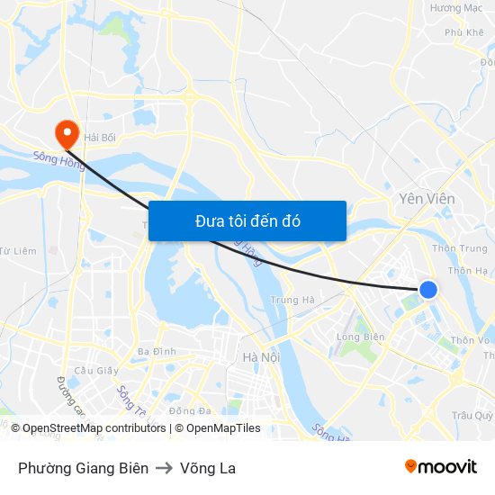 Phường Giang Biên to Võng La map