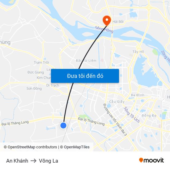 An Khánh to Võng La map