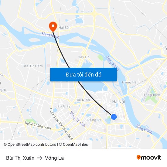 Bùi Thị Xuân to Võng La map