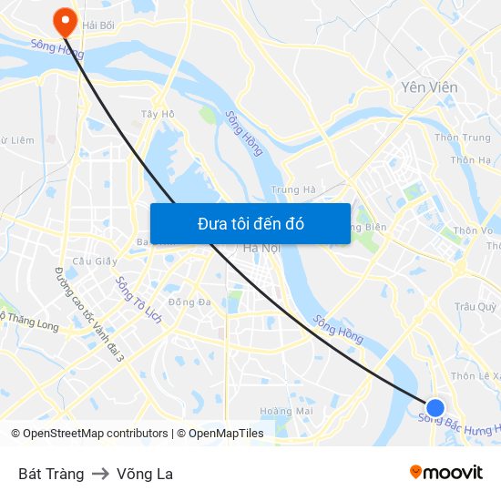 Bát Tràng to Võng La map