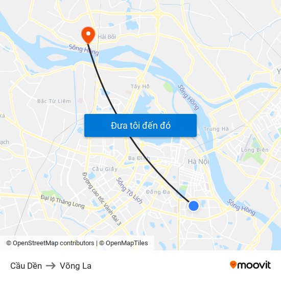 Cầu Dền to Võng La map