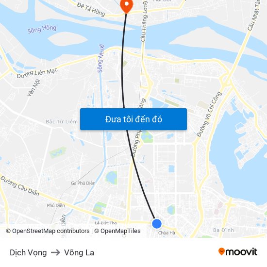 Dịch Vọng to Võng La map