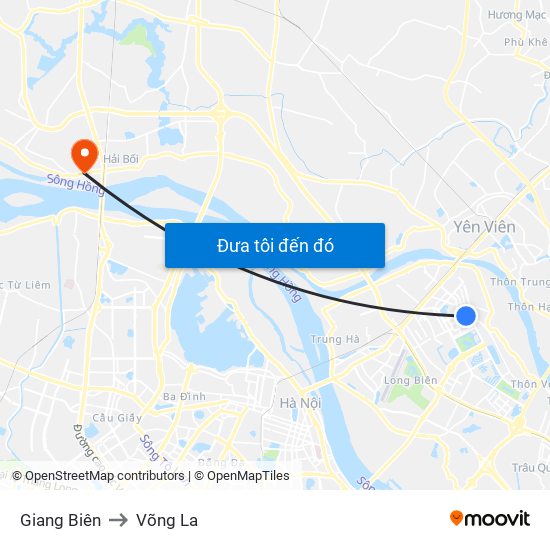 Giang Biên to Võng La map