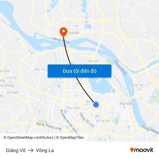 Giảng Võ to Võng La map