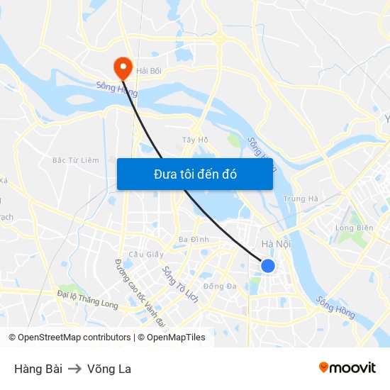 Hàng Bài to Võng La map