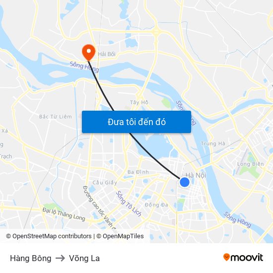 Hàng Bông to Võng La map