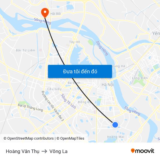 Hoàng Văn Thụ to Võng La map