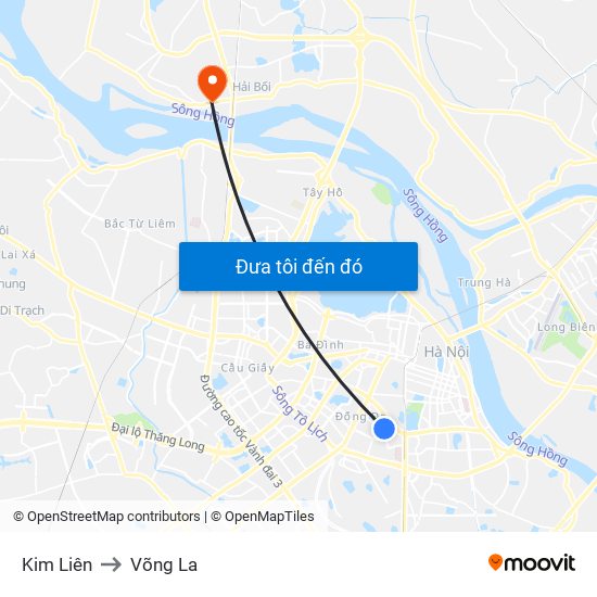 Kim Liên to Võng La map