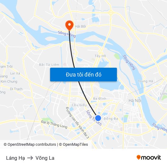 Láng Hạ to Võng La map