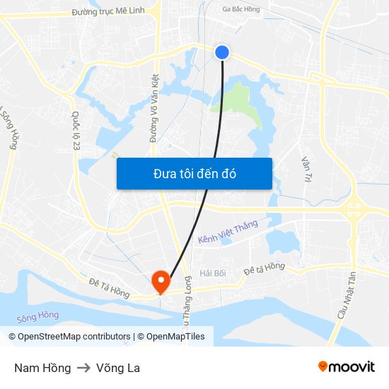 Nam Hồng to Võng La map