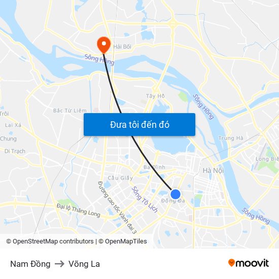 Nam Đồng to Võng La map