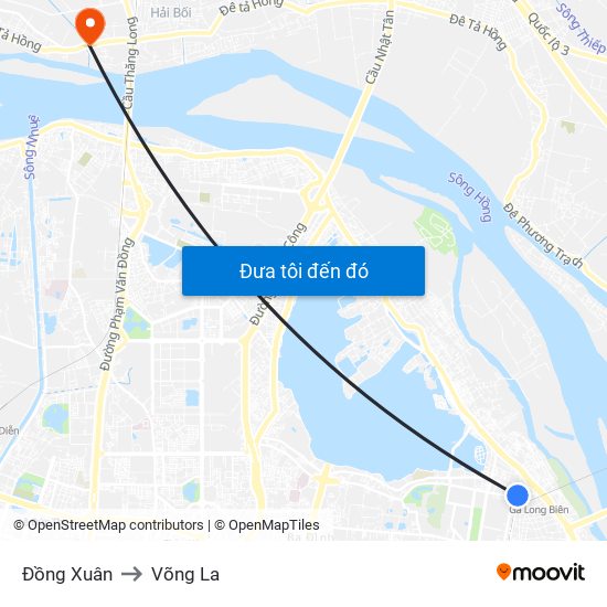 Đồng Xuân to Võng La map