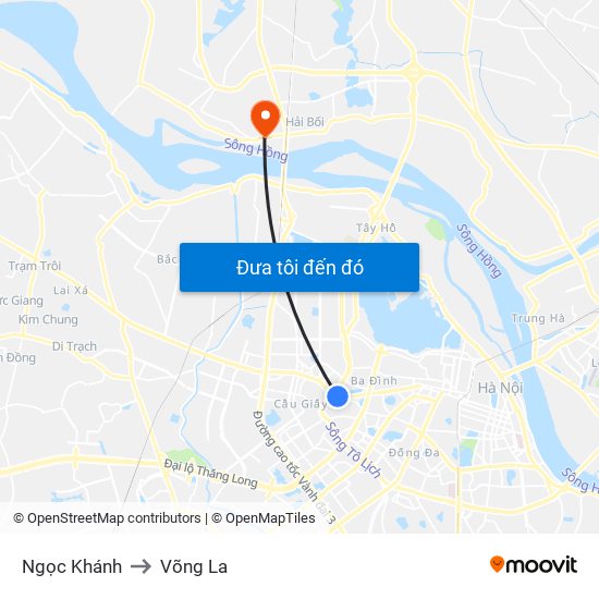 Ngọc Khánh to Võng La map