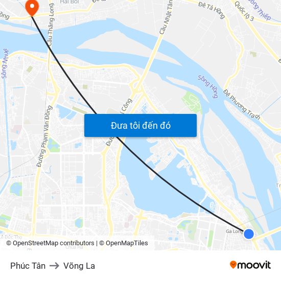 Phúc Tân to Võng La map