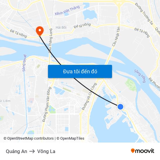 Quảng An to Võng La map