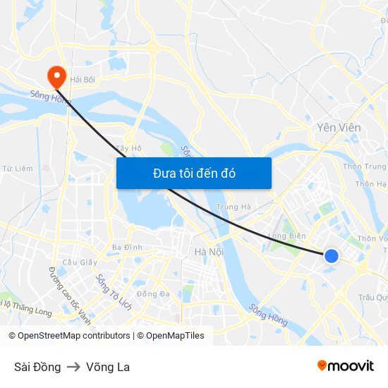 Sài Đồng to Võng La map