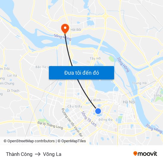 Thành Công to Võng La map