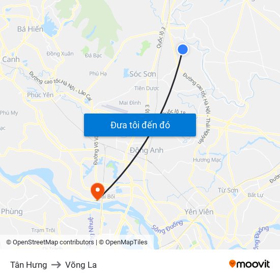 Tân Hưng to Võng La map