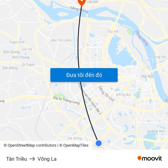 Tân Triều to Võng La map